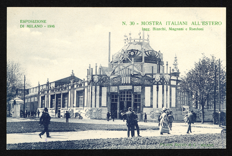 Veduta esterna del padiglione della città di Sampierdarena all'Esposizione internazionale di Milano del 1906 - Archivio Fondazione Fiera Milano